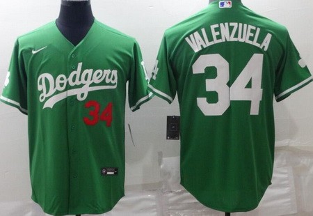 Men's Los Angeles Dodgers #34 Fernando Valenzuela Celtic Cool Base Jersey