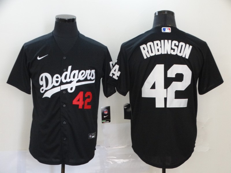 Men's Los Angeles Dodgers #42 Jackie Robinson Black 2020 Nike Cool Base Jersey