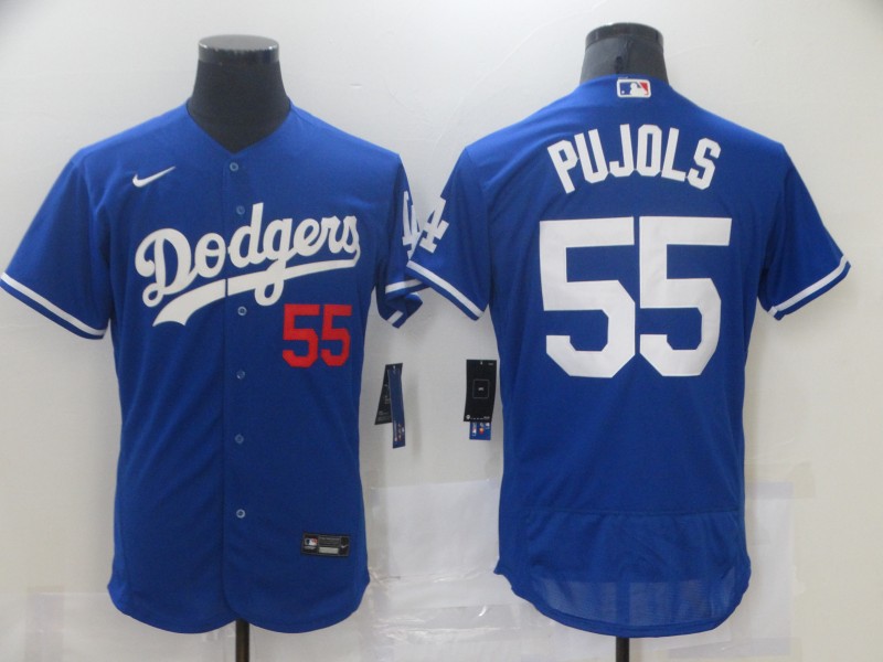 Men's Los Angeles Dodgers #55 Albert Pujols Royal 2020 Nike Flexbase Jersey