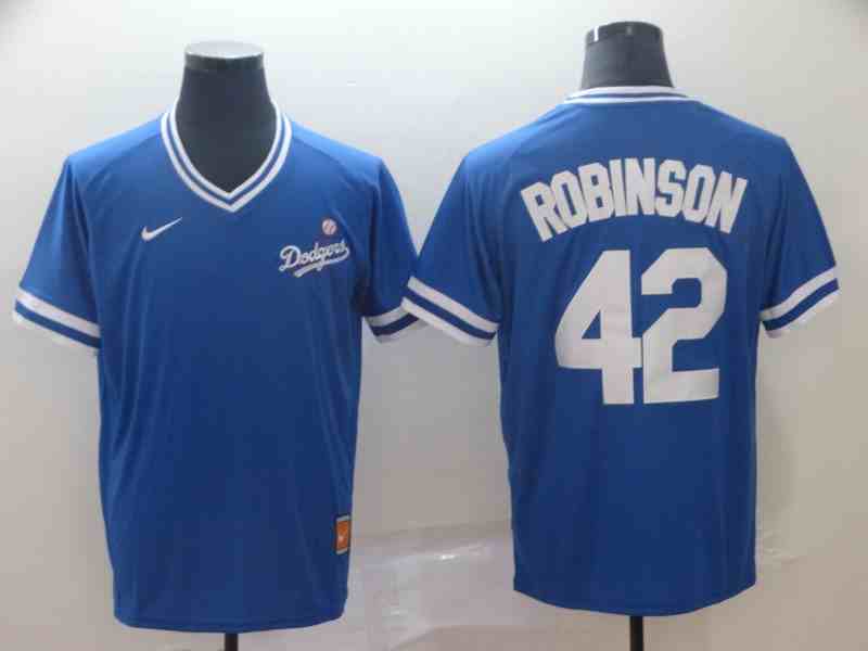 Men's Los Angeles Dodgers #42 Jackie Robinson Blue Throwback Jersey