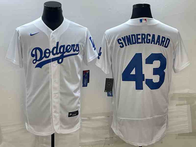 Men's Los Angeles Dodgers #43 White Flex Base Stitched Baseball Jersey