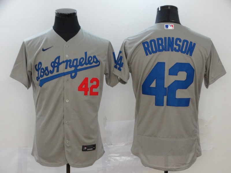 Men's Los Angeles Dodgers #42 Jackie Robinson Gray 2020 Nike Flexbase Jersey