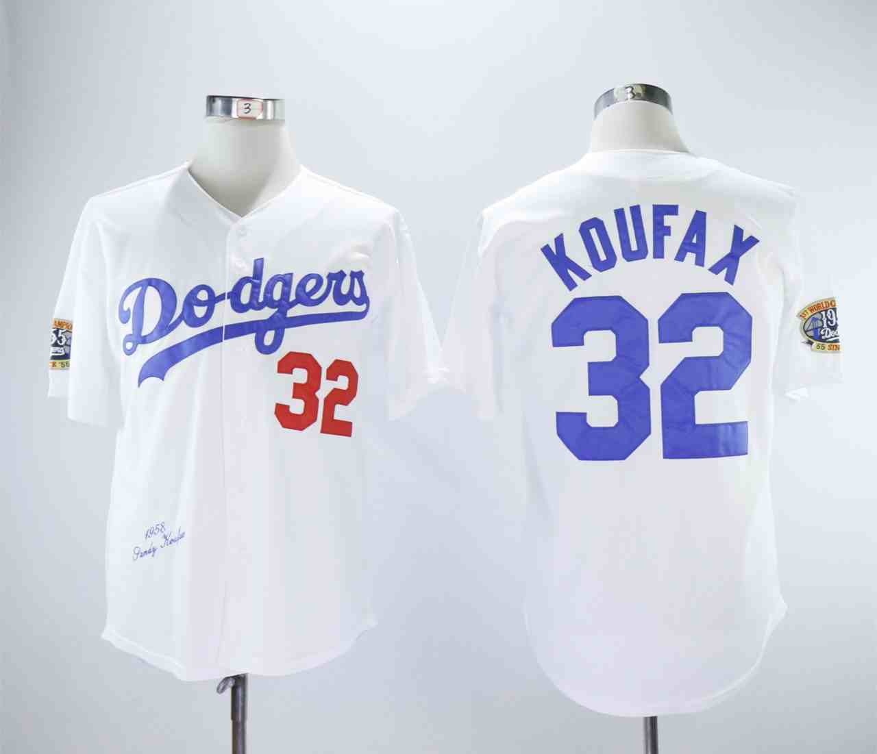 Men's Los Angeles Dodgers #32 Sandy Koufax White 1958 Throwback Jersey