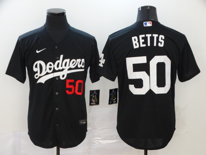 Men's Los Angeles Dodgers #50 Mookie Betts Black 2020 Nike Flexbase Jersey