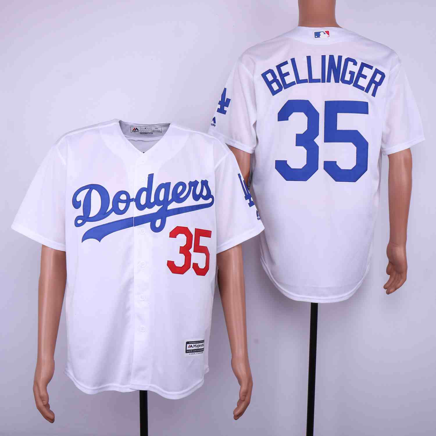 Men's Los Angeles Dodgers #35 Cody Bellinger White Cool Base Jersey (2)