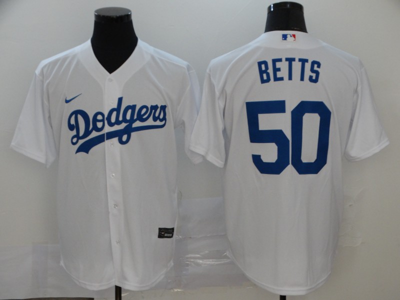 Men's Los Angeles Dodgers #50 Mookie Betts White 2020 Nike Cool Base Jersey