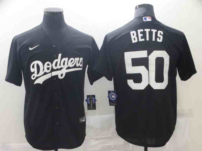 Men's Los Angeles Dodgers #50 Betts Black Game 2021 Nike MLB Jersey