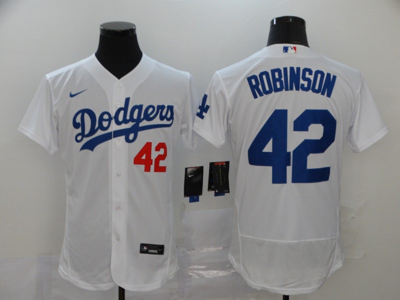 Men's Los Angeles Dodgers #42 Jackie Robinson White 2020 Nike Flexbase Jersey