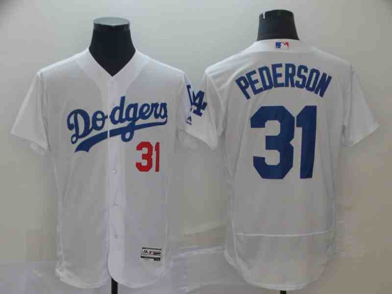 Men's Los Angeles Dodgers #31 Joc Pederson White Flexbase Jersey