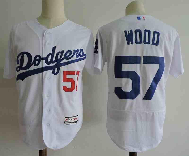 Men's Los Angeles Dodgers #57 Alex Wood White Flexbase Jersey