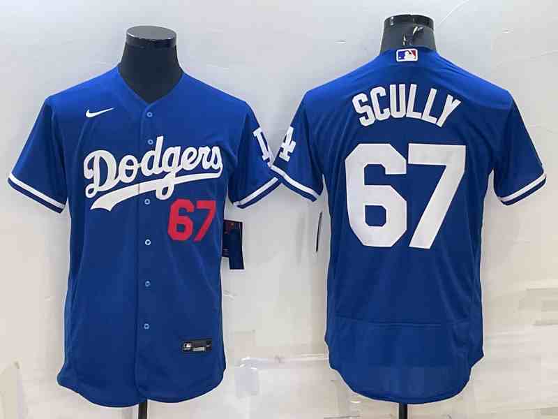 Men's Los Angeles Dodgers #67 Vin Scully 2022 Blue  Flex Base Stitched