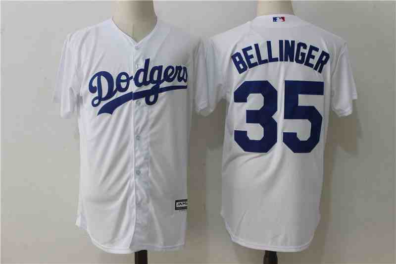 Men's Los Angeles Dodgers #35 Cody Bellinger White Cool Base  Jersey