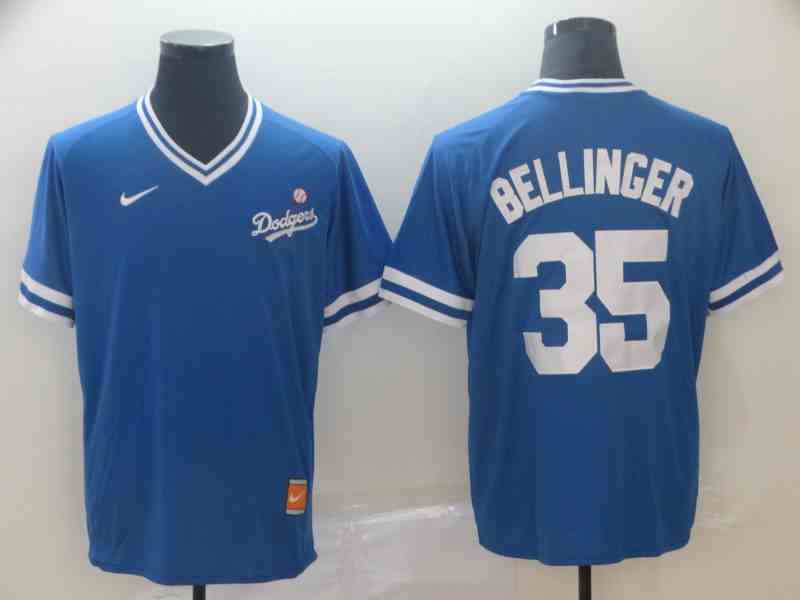 Men's Los Angeles Dodgers #35 Cody Bellinger Blue Throwback Jersey (2)