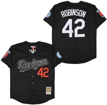 Men's Los Angeles Dodgers #42 Jackie Robinson Black Honor Throwback Jersey