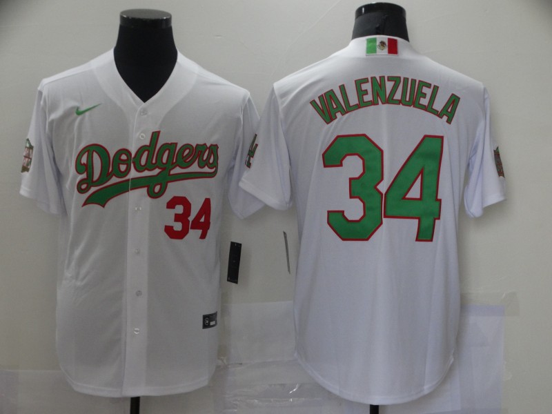 Men's Los Angeles Dodgers #34 Fernando Valenzuela White World Series Nike Cool Base Jersey