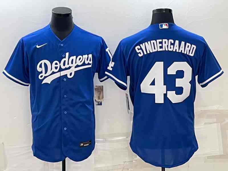 Men's Los Angeles Dodgers #43 Noah Syndergaard Blue Stitched MLB Flex Base Nike Jersey
