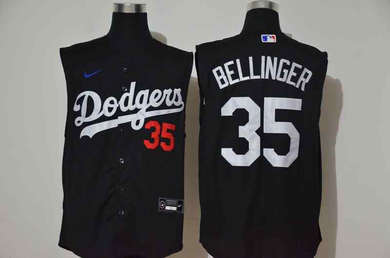 Men's Los Angeles Dodgers #35 Cody Bellinger Black Nike Cool Base Sleeveless Jerseys