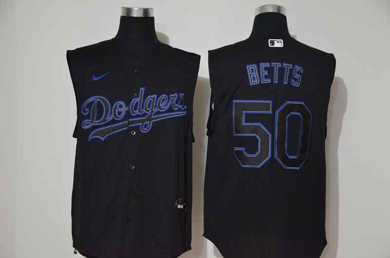 Men's Los Angeles Dodgers #50 Mookie Betts Black Nike Cool Base Sleeveless Jersey