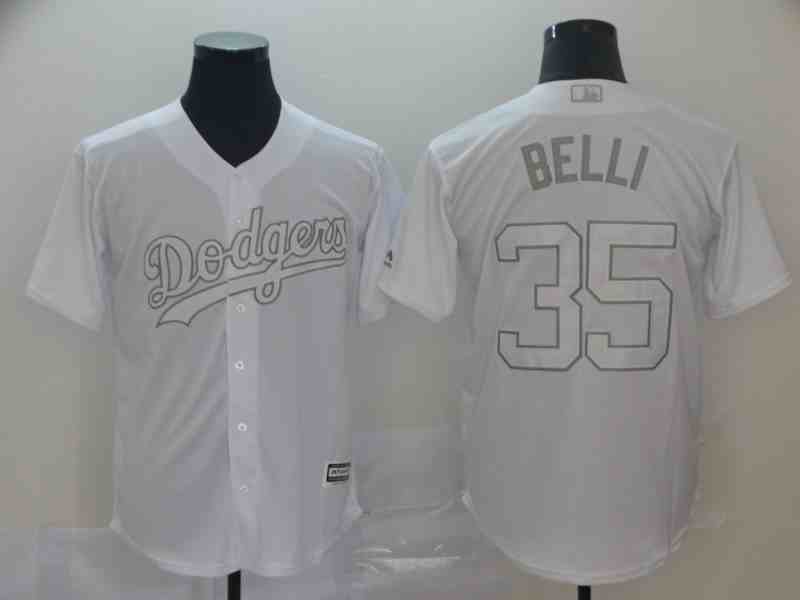 Men's Los Angeles Dodgers #35 Cody Bellinger  Belli  White 2019 Players' Weekend Player Jersey