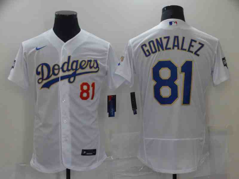 Men's Los Angeles Dodgers #81 Victor Gonzalez White 2021 Gold Program Flex Base Jersey