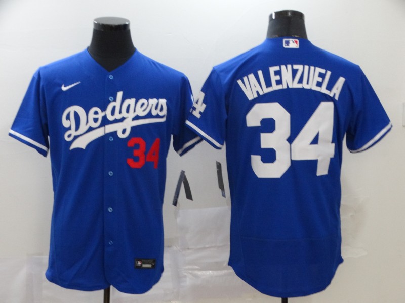 Men's Los Angeles Dodgers #34 Fernando Valenzuela Royal 2020 Nike Flexbase Jersey