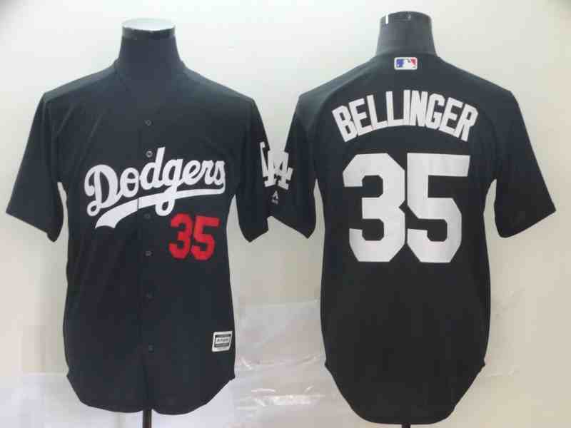 Men's Los Angeles Dodgers #35 Cody Bellinger Black Turn Back The Clock Cool Base Jersey