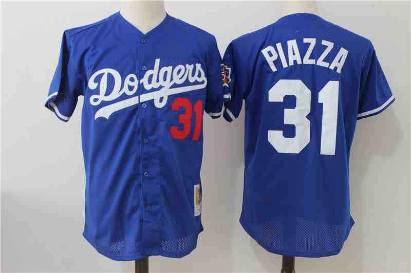 Men's Los Angeles Dodgers #31 Mike Piazza Blue Cooperstown Collection Mesh Batting Practice Jersey