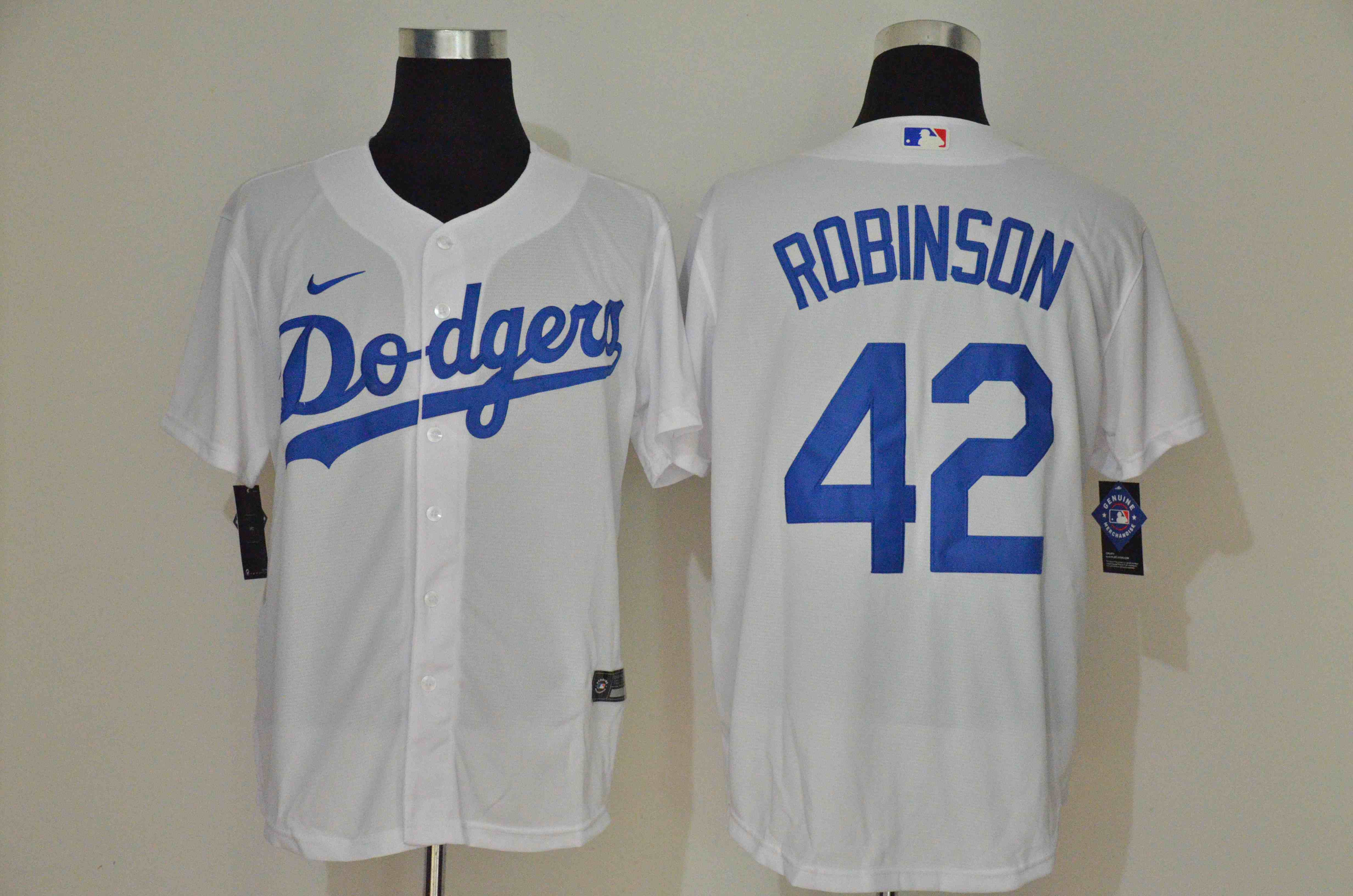Men's Los Angeles Dodgers #42 Jackie Robinson White 2020 Nike Cool Base Jersey