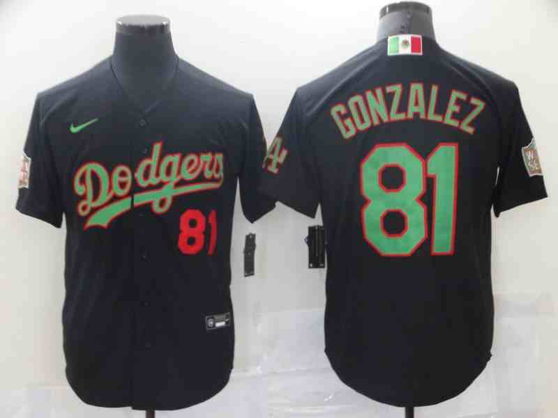 Men's Los Angeles Dodgers #81 Victor Gonzalez Black Mexico Flag Themed World Series Jersey