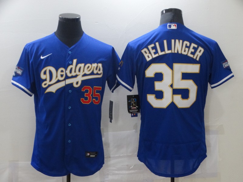 Men's Los Angeles Dodgers #35 Cody Bellinger Royal Nike 2021 Gold Program Flexbase Jerseys