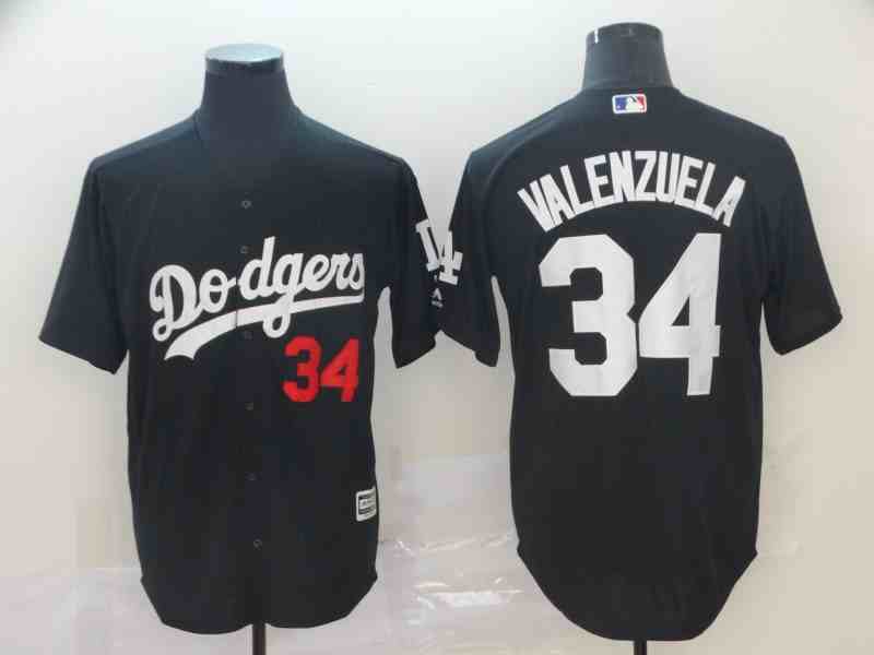 Men's Los Angeles Dodgers #34 Fernando Valenzuela Black Turn Back The Clock Cool Base Jersey.jpg