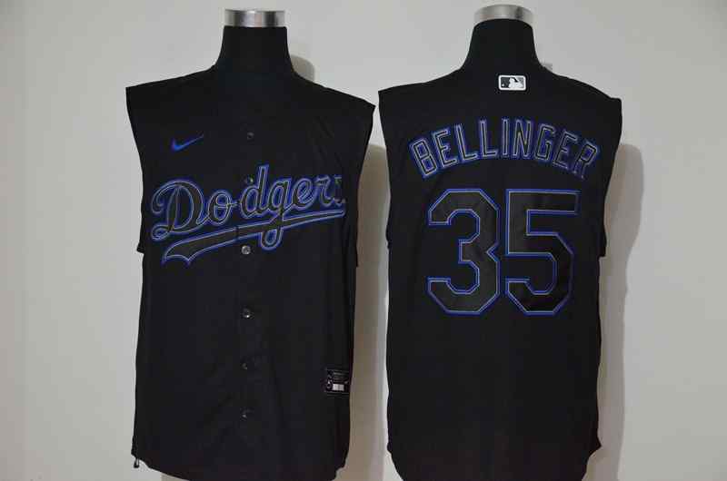 Men's Los Angeles Dodgers #35 Cody Bellinger Black Nike Cool Base Sleeveless Jersey