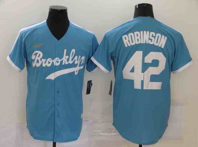 Men's Los Angeles Dodgers #42 Jackie Robinson Light Blue 2020 Nike Cooperstown Collection Jersey