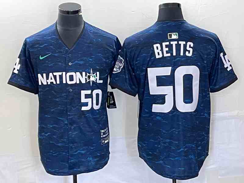 Men's Los Angeles Dodgers #50 Mookie Betts Royal 2023 All-Star Cool Base Stitched Baseball Jersey