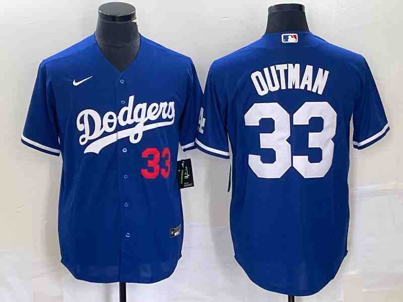 Men's Los Angeles Dodgers #33 James Outman Blue Cool Base Stitched Baseball Jersey