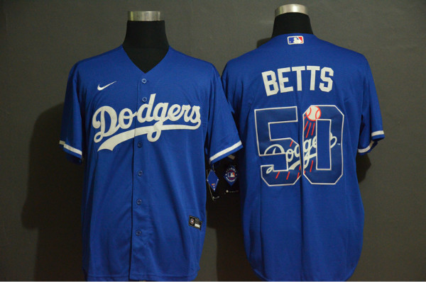 Men's Los Angeles Dodgers #50 Mookie Betts Royal 2020 Nike Cool Base With Team Logo Jersey