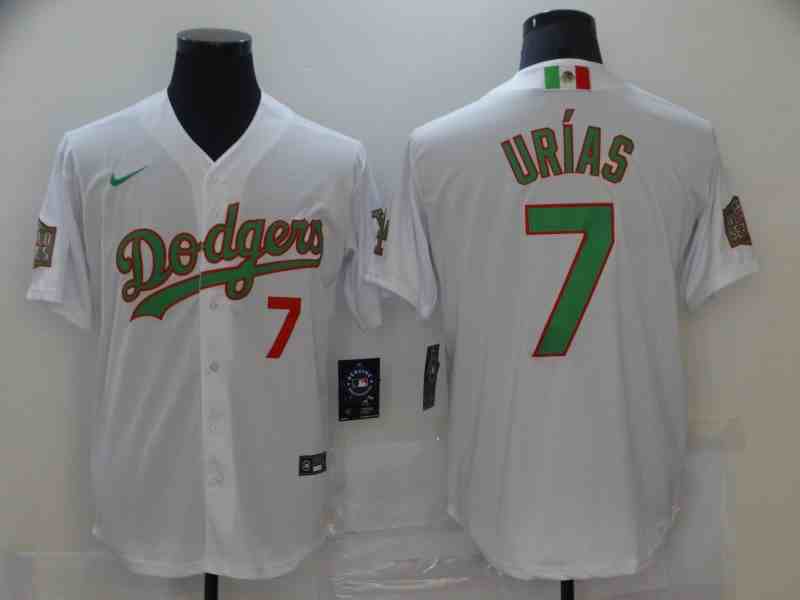 Men's Los Angeles Dodgers #7 Julio Urias White World Series Nike Cool Base Jersey