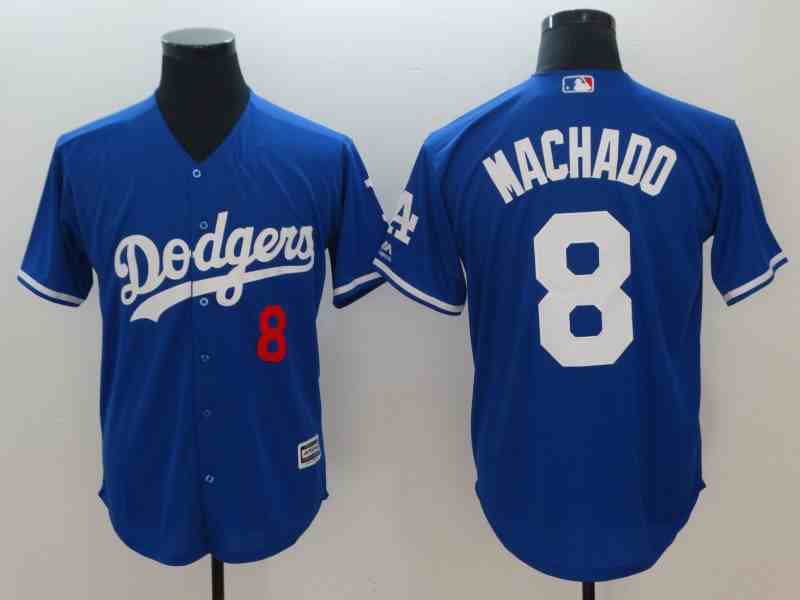 Men's Los Angeles Dodgers #8 Manny Machado Royal Cool Base Jersey (2)
