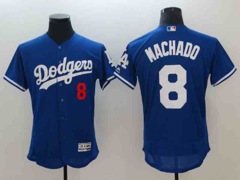 Men's Los Angeles Dodgers #8 Manny Machado Royal Flexbase Jersey (2)
