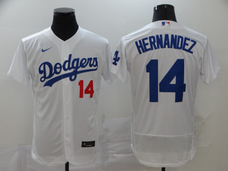 Men's Los Angeles Dodgers #14 Enrique Hernandez White 2020 Nike Flexbase Jersey