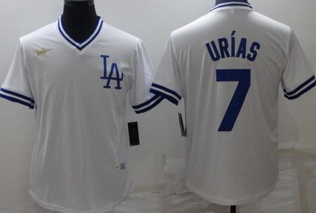 Men's Los Angeles Dodgers #7 Julio Urias White Cooperstown Collection Jersey