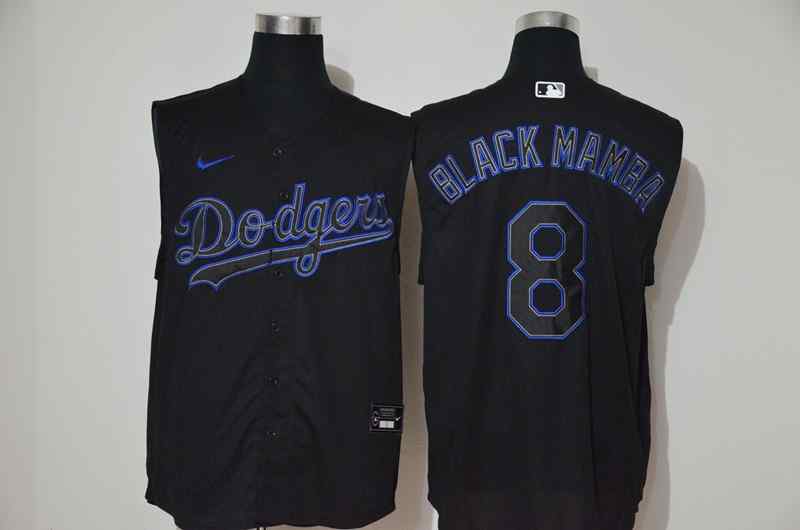 Men's Los Angeles Dodgers #8 Black Mamba Black Nike Cool Base Sleeveless Jersey