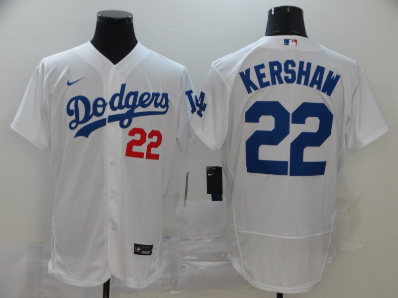 Men's Los Angeles Dodgers #22 Clayton Kershaw White 2020 Nike Flexbase Jersey