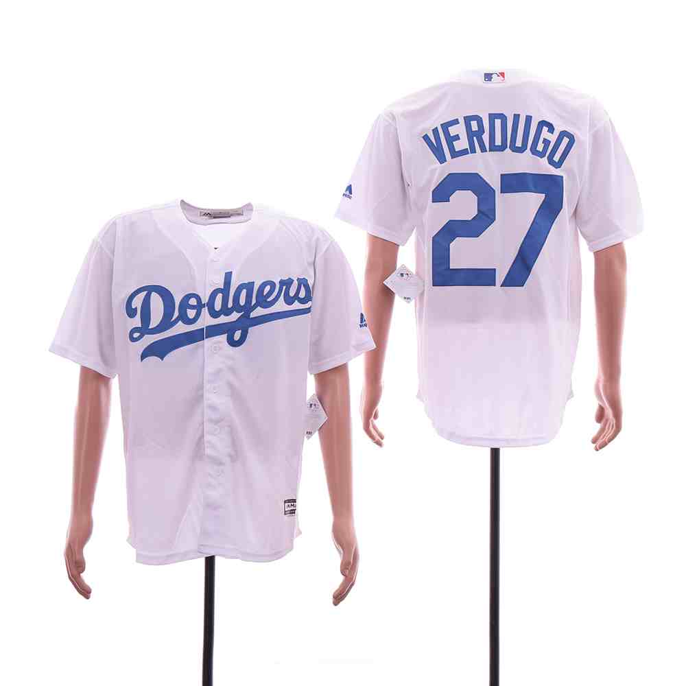 Men's Los Angeles Dodgers #27 Alex Verdugo White Cool Base Jersey