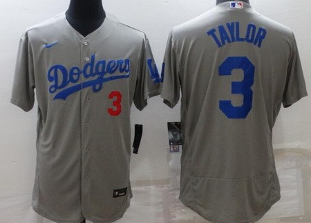 Men's Los Angeles Dodgers #3 Chris Taylor Gray Authentic Jersey