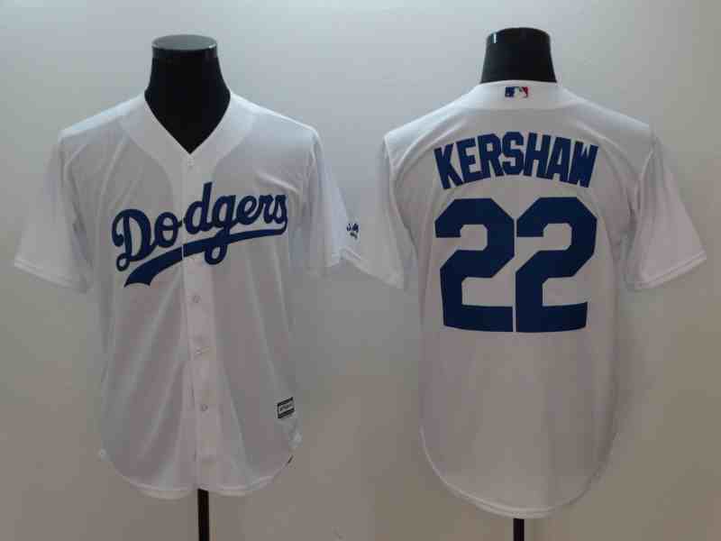 Men's Los Angeles Dodgers #22 Clayton Kershaw White Cool Base  Jersey