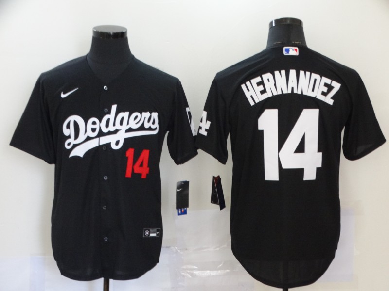 Men's Los Angeles Dodgers #14 Enrique Hernandez Black 2020 Nike Cool Base Jersey