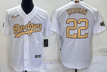 Men's Los Angeles Dodgers #22 Clayton Kershaw White 2022 All Star Cool Base Jersey