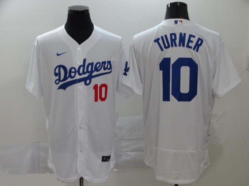 Men's Los Angeles Dodgers #10 Justin Turner White 2020 Nike Flexbase Jersey