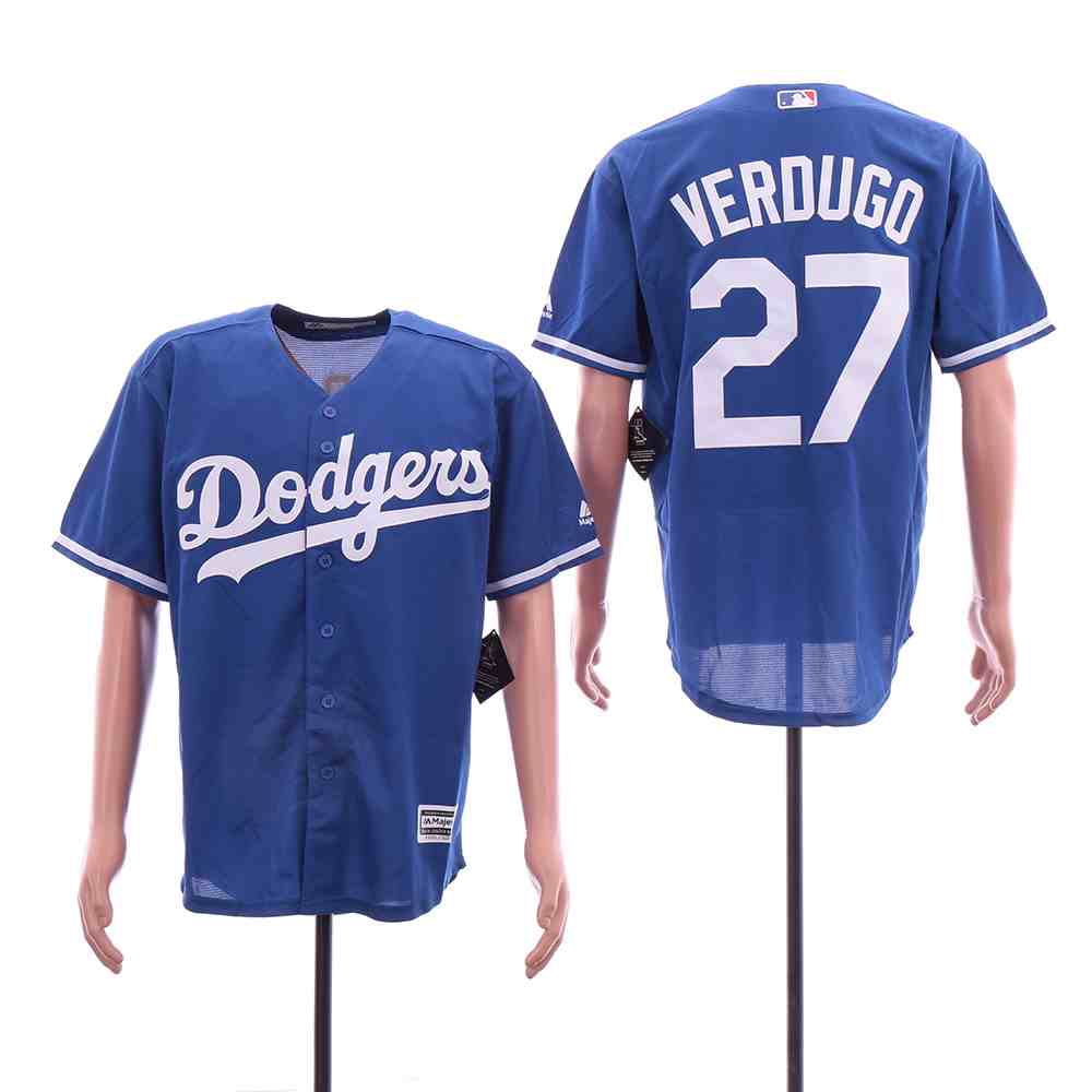 Men's Los Angeles Dodgers #27 Alex Verdugo Blue Cool Base Jersey